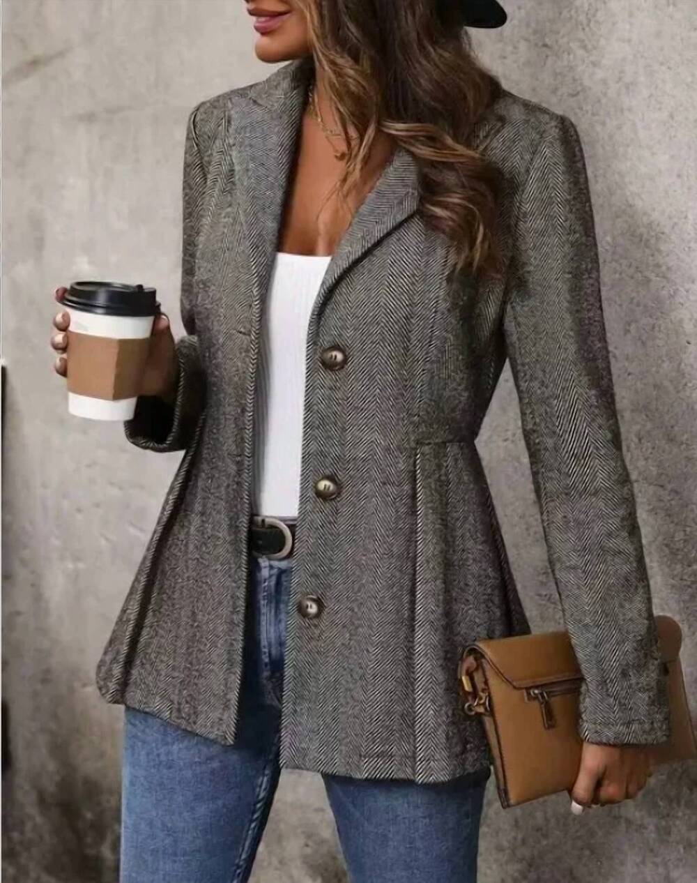 NEW MISS SPARKLING women's greyson tailored blazer in grey